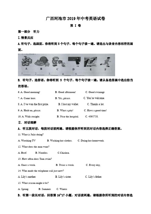 2019年中考真题精品解析 英语(河池卷)精编word版(原卷+解析版)真题含答案