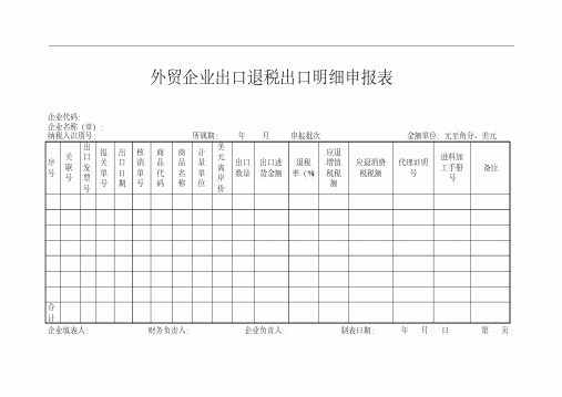外贸企业出口退税出口明细申报表