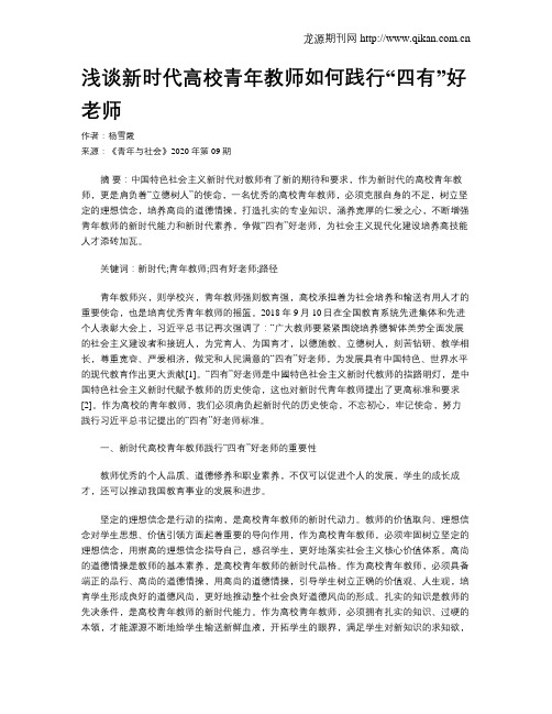浅谈新时代高校青年教师如何践行“四有”好老师