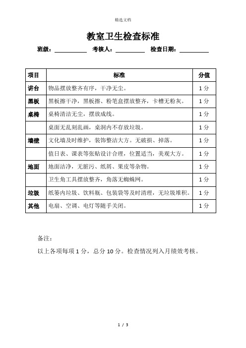 教室卫生检查表
