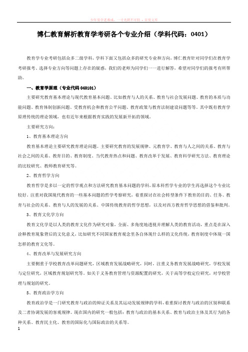 教育学研究生各个专业博仁介绍