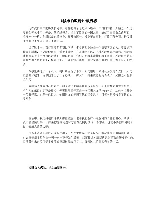 《城市的眼睛》读后感