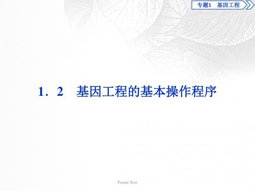 2019年春高中生物基因工程1.2基因工程的基本操作程序课件新人教版选修