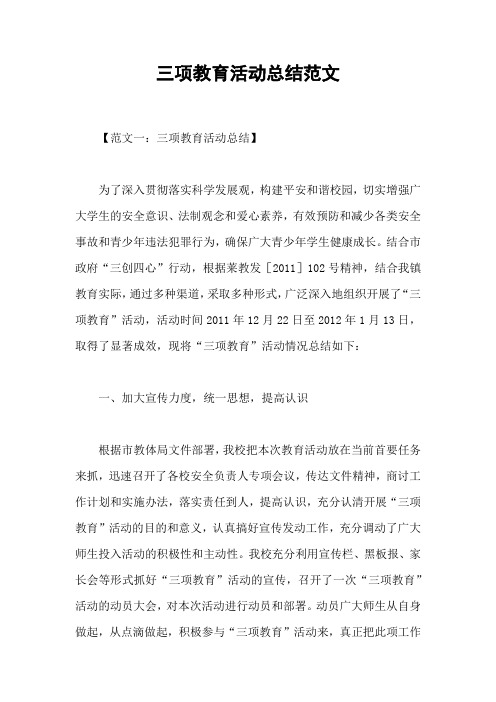 三项教育活动总结范文