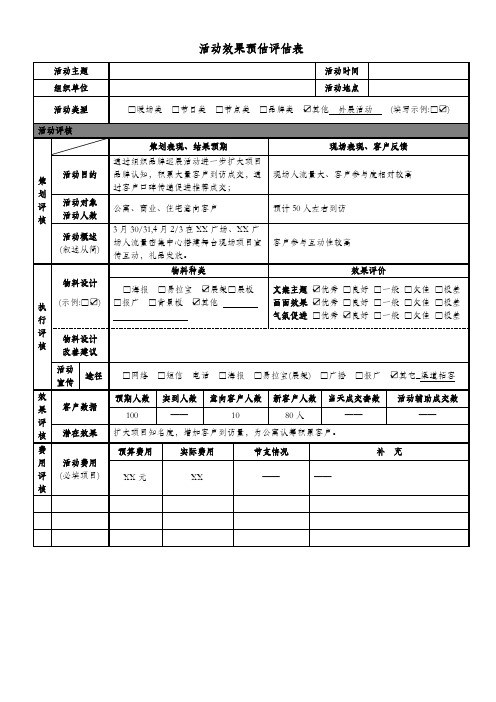 活动效果评估表