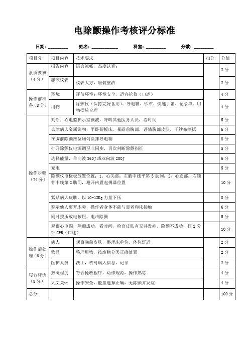 电除颤评分标准