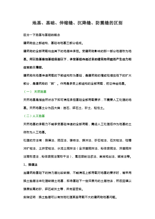 地基、基础、伸缩缝、沉降缝、防震缝的区别