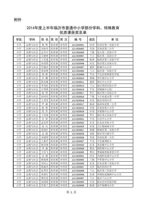 2014年讲课成绩