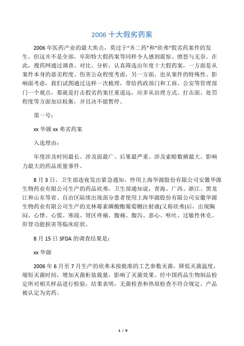 2006年十大假药案