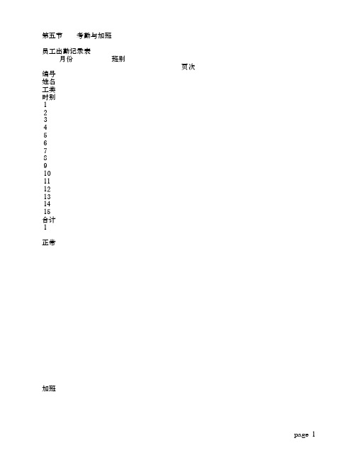 员工出勤记录表