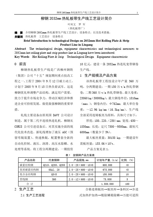 柳钢2032热轧带钢生产线设计简介