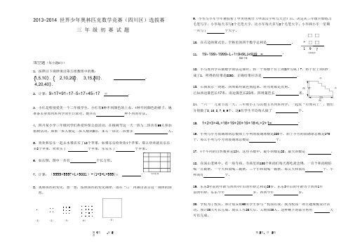 2014世少奥数学竞赛三年级初赛试题