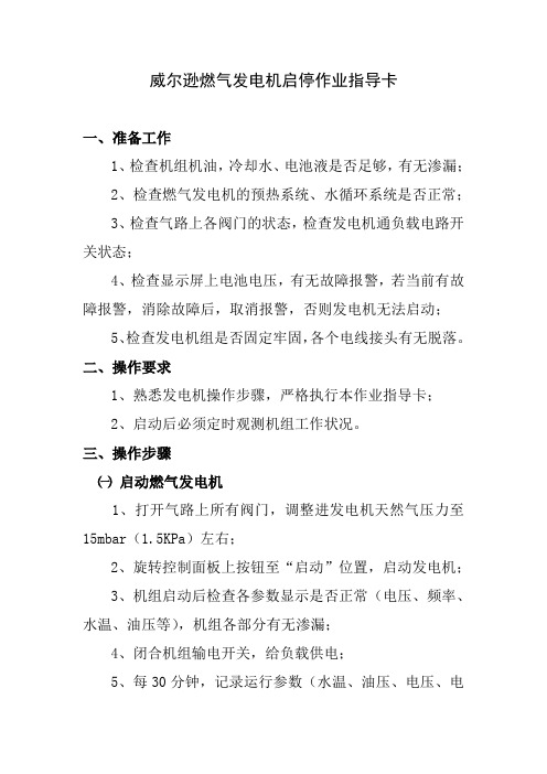 燃气发电机操作