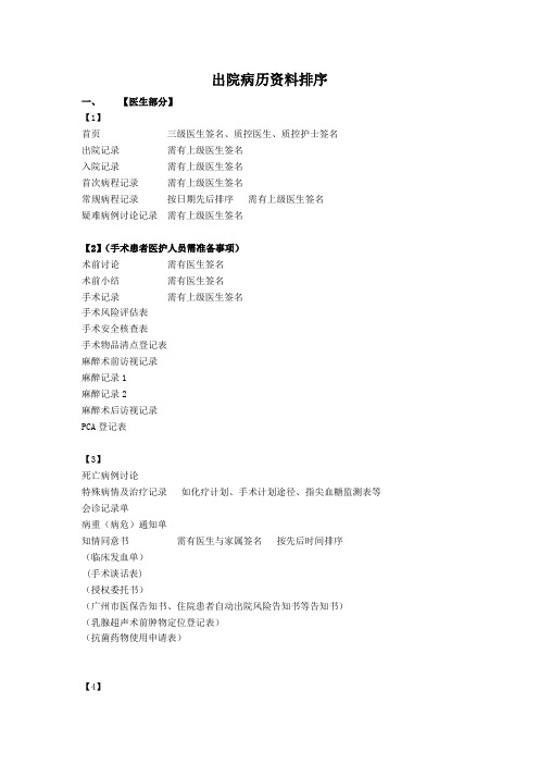 出院病历资料排序