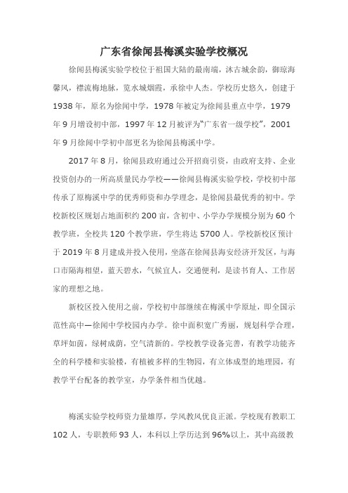 广东省徐闻县梅溪实验学校概况