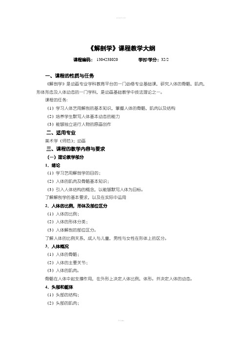 艺用解剖学美术学专业
