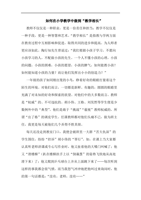 如何在小学教学中做到“教学相长”