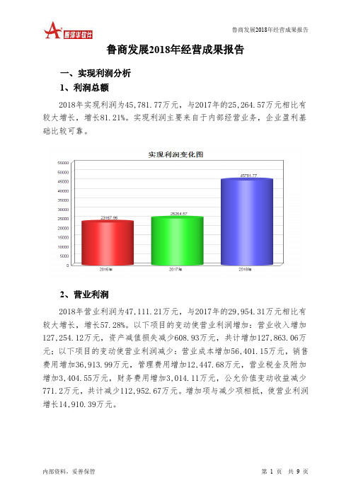鲁商发展2018年经营成果报告-智泽华