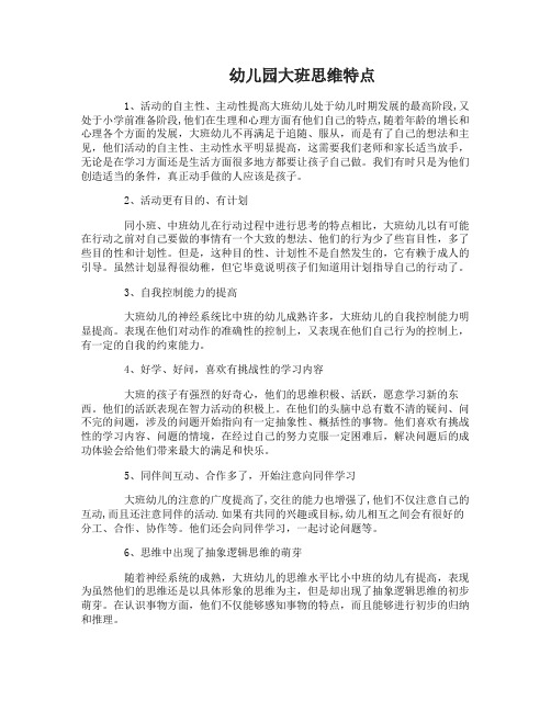 幼儿园大班思维特点
