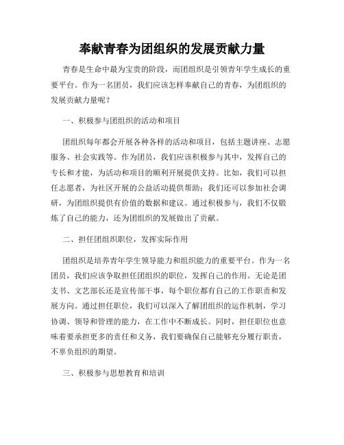 奉献青春为团组织的发展贡献力量
