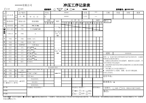 冲压工序记录