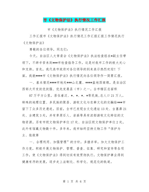 市《文物保护法》执行情况工作汇报