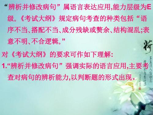 高考语文 病句修改 辨析并修改病句复习课件
