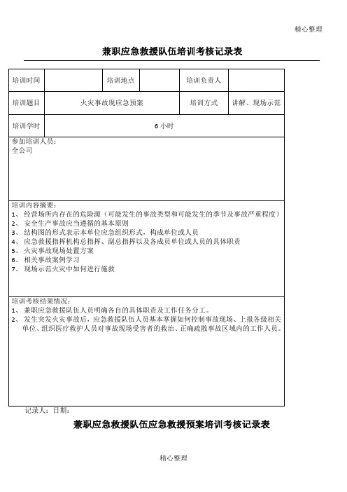 兼职应急救援队伍培训记录
