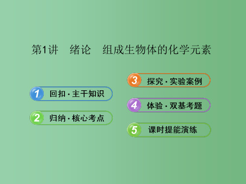 高考生物 1.1绪论  组成生物体的化学元素配套 新人教版 