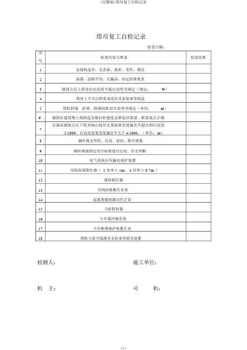 (完整版)塔吊复工自检记录