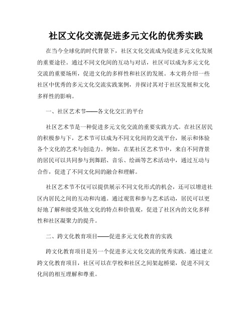 社区文化交流促进多元文化的优秀实践