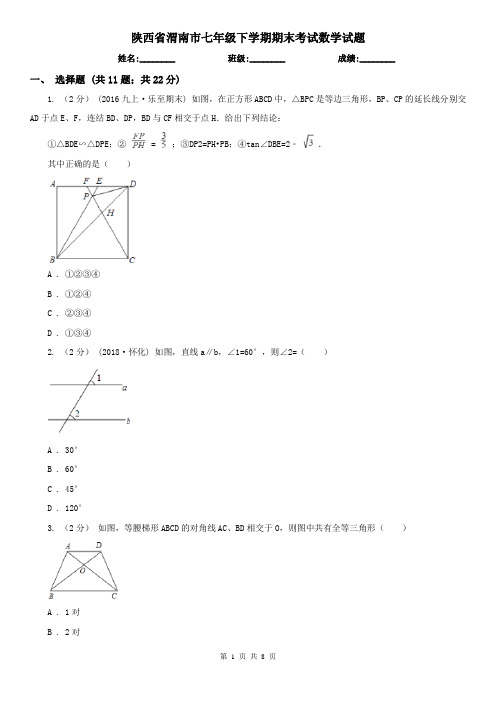 陕西省渭南市七年级下学期期末考试数学试题