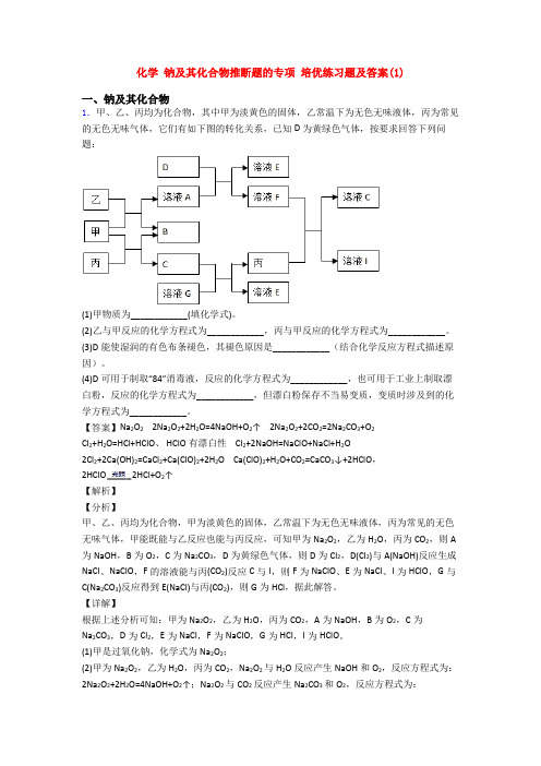 化学 钠及其化合物推断题的专项 培优练习题及答案(1)