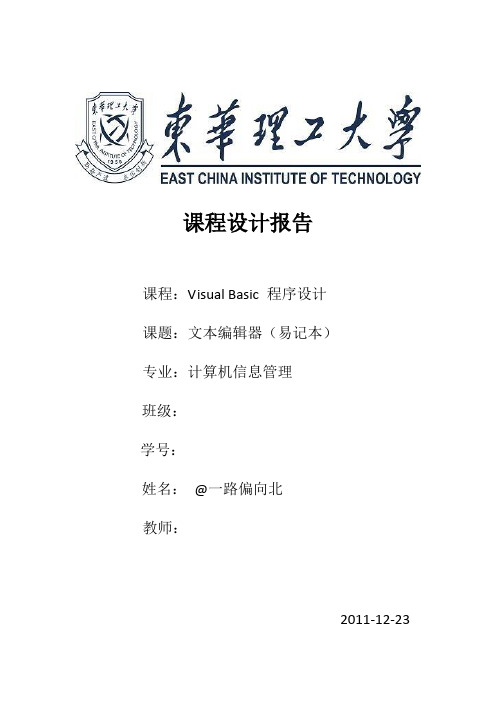 VB文本编辑器设计报告