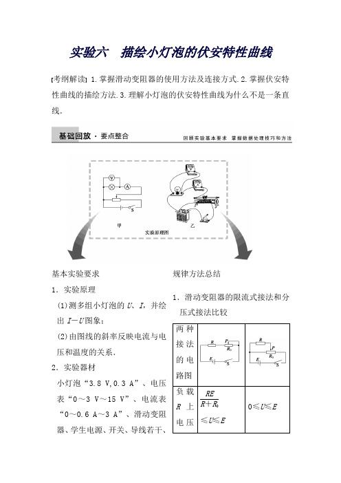 江苏高三物理总复习教案：实验六描绘小灯泡的伏安特性曲线