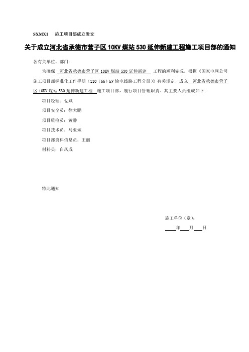 施工项目部成立发文