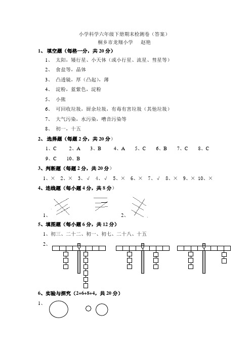 小学科学六年级下册期末检测卷(答案)