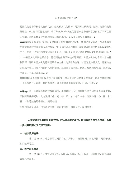 岳奇峰易医文化介绍