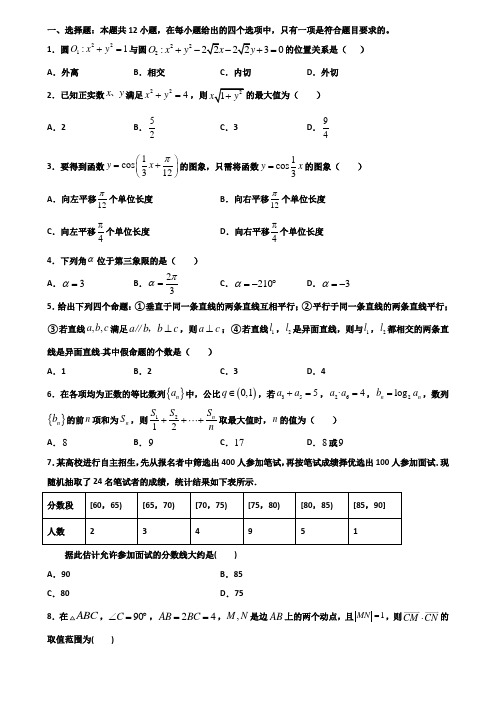 佛山市名校重点中学2019-2020学年高一下学期期末2份数学检测试题