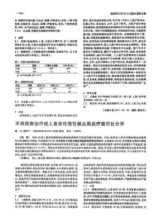 不同药物治疗成人复杂性慢性根尖周炎疗效对比分析