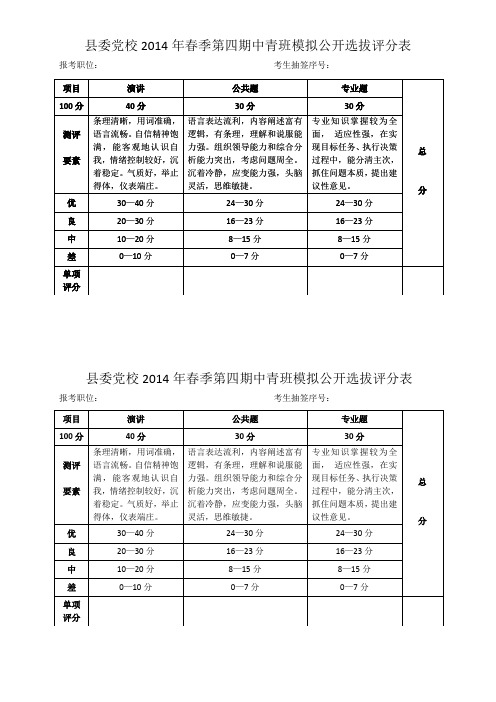 模拟公开选拔评分表