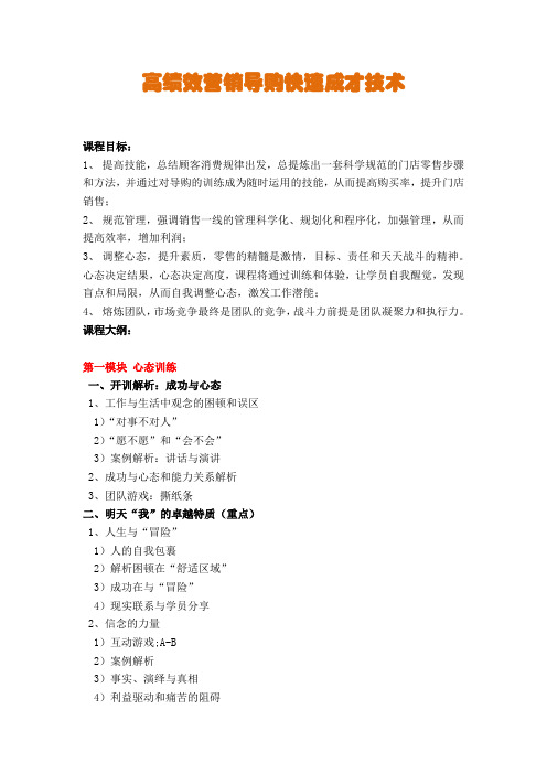 高绩效营销导购快速成才技术