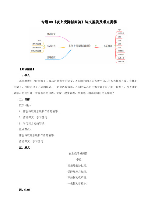 《夜上受降城闻笛》诗文鉴赏及考点揭秘(解析版)