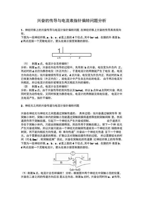 兴奋的传导与电流表指针偏转问题分析