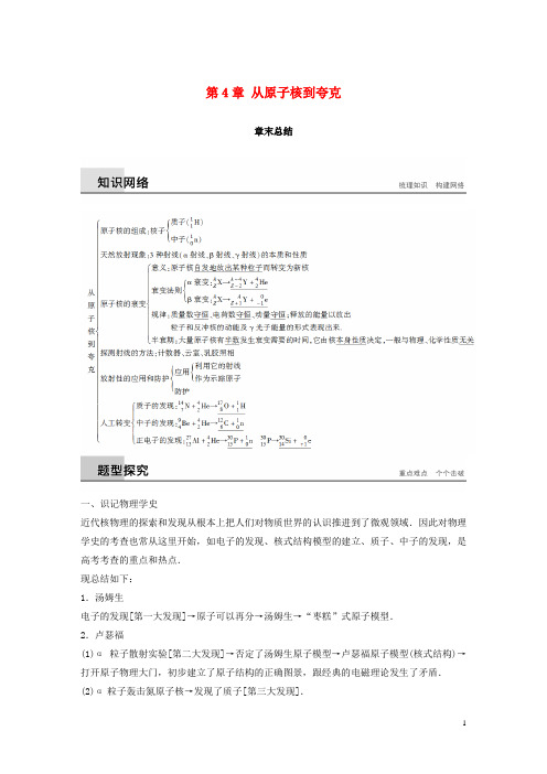 2017_2018学年高中物理第4章从原子核到夸克章末总结学案沪科版选修3_5