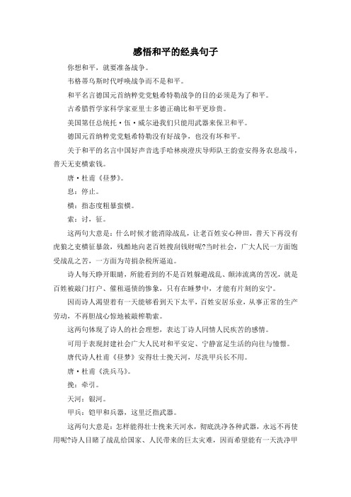 作文材料-感悟和平的经典句子 精品