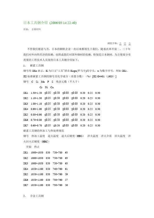 日本工具钢介绍