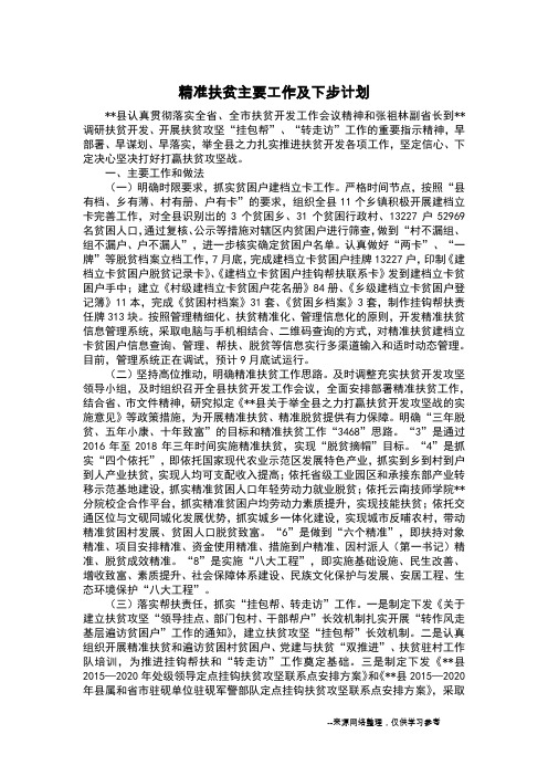 精准扶贫主要工作及下步计划