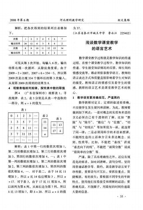 浅谈数学课堂教学的语言艺术
