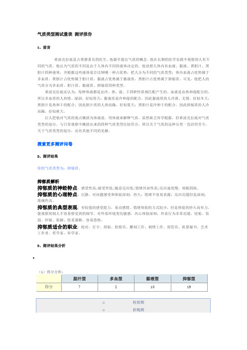 气质类型测试量表 测评报告